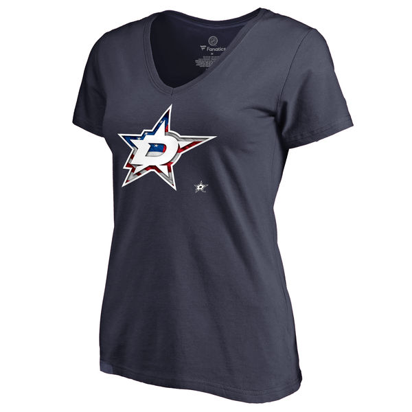 2020 NBA Women Dallas Stars Navy Banner Wave Slim Fit TShirt->nhl t-shirts->Sports Accessory